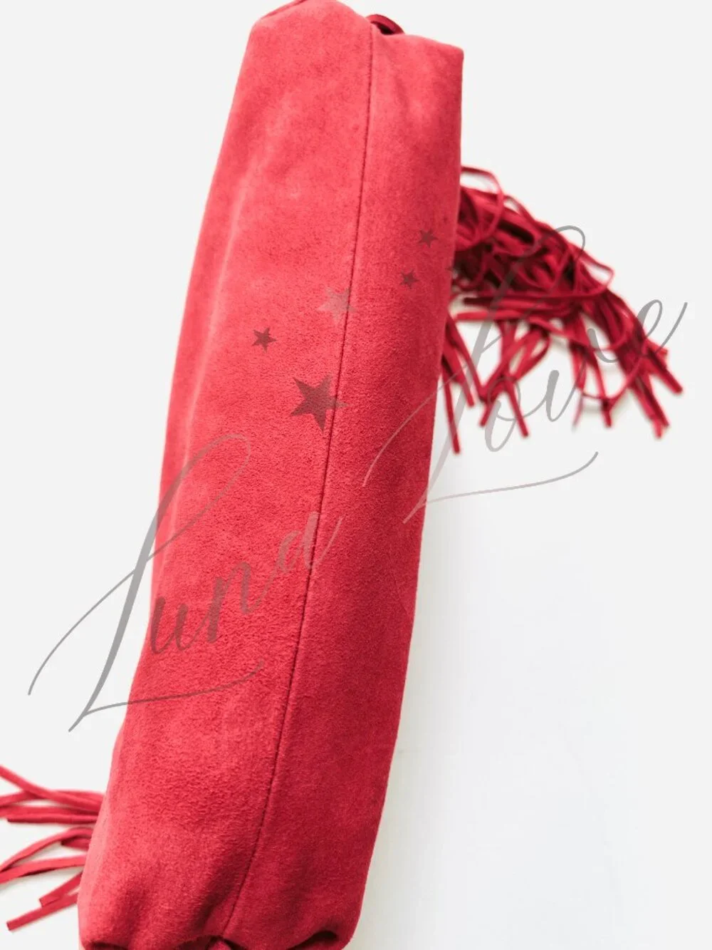 FREE PEOPLE Finn Fringed Suede Shoulder Bag In Red NWT